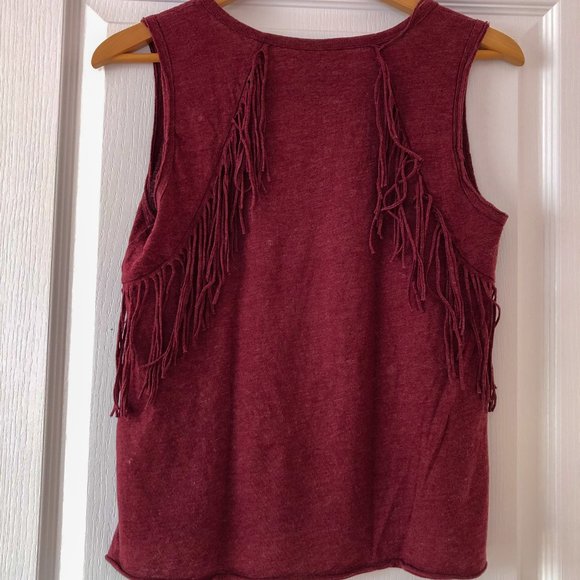 American Eagle Outfitters Make Magic Burgundy Fringe Tank Top - Picture 2 of 2